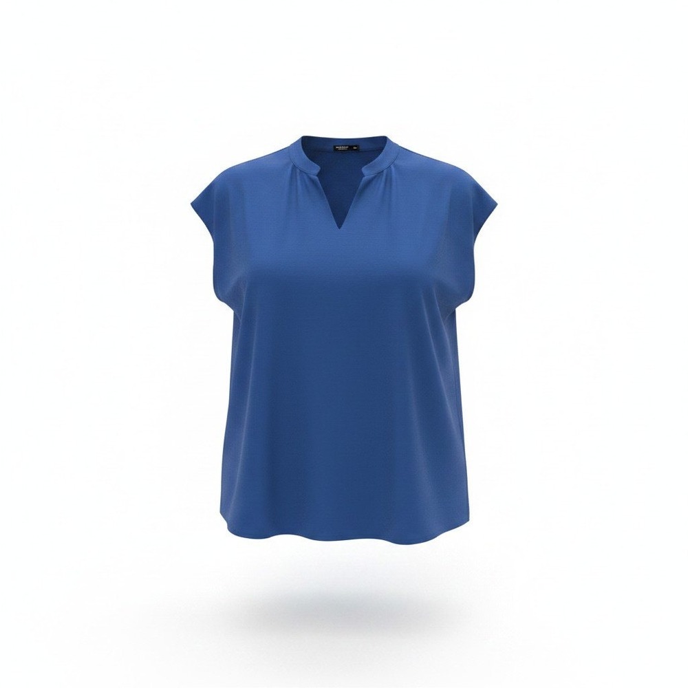 Shein Curve Womens 3XL Royal Blue Split V-Neck Dolman Sleeve Blouse Y2K Sheer